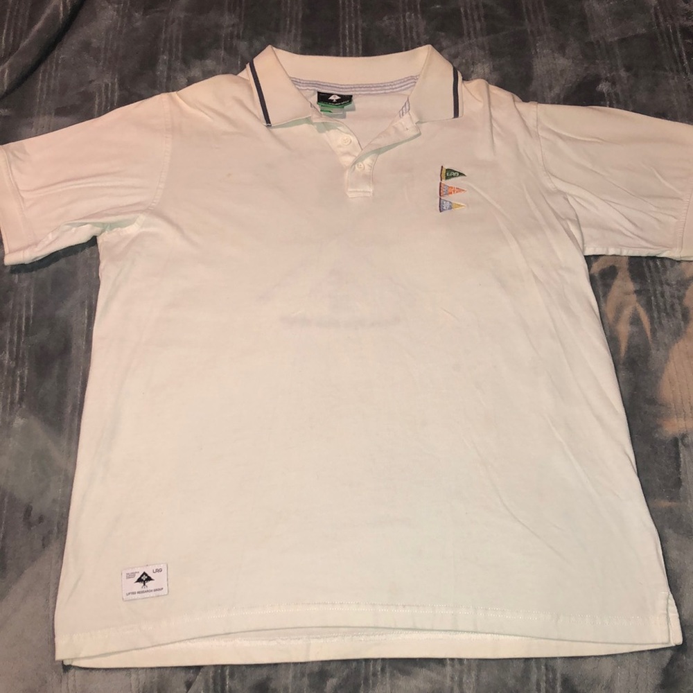 Large Lifted Research Group White Embroidered Polo